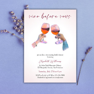 Invitation Vino moderne avant Vows Blush Fête des mariées ros