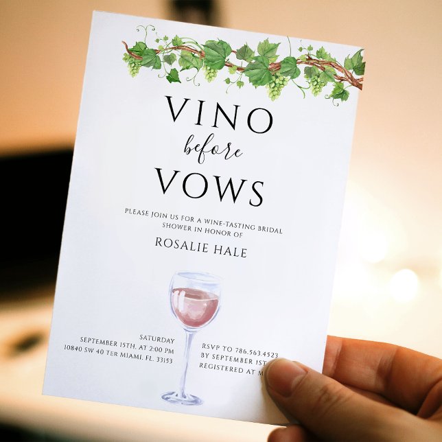 Invitation Vino Whimsical Avant Vows Vine Fête des mariées (Créateur téléchargé)