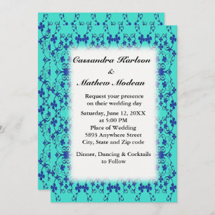 Invitation Vins à fleurs bleues Turquoise ou Couleur Choix Me