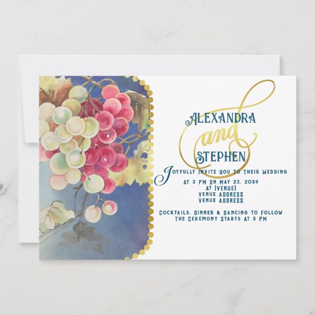 Invitation Vins de raisin vignoble rustique Pays Chic Mariage (Devant)