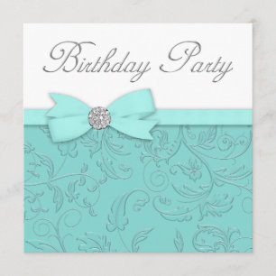 Invitation Vins de Swirl Turquoise Bleu fête d'anniversaire