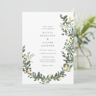 Invitation Vins de verdure citron Mariage