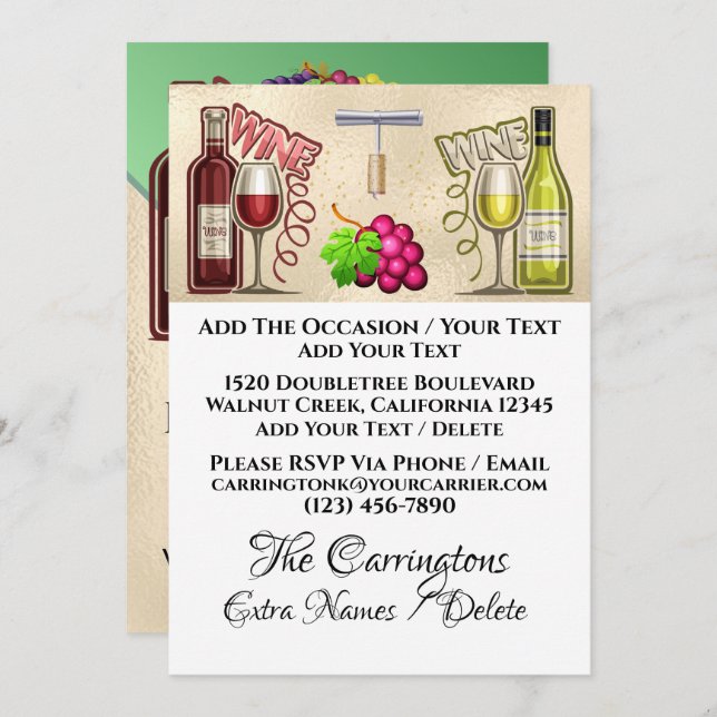 Invitation Vins et amis - Voir retour - (Devant / Derrière)