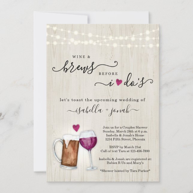 Invitation Vins et brasses avant de faire Fête des mariées Co (Devant)