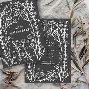 Invitation Vins florale Whimsical mignonne fête d'anniversair