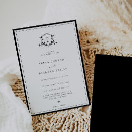 Invitation Vins intemporels Monogramme Mariage Crest