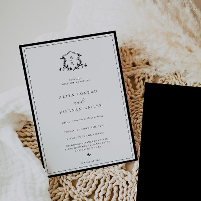 Invitation Vins intemporels Monogramme Mariage Crest (Créateur téléchargé)