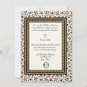 Invitation Vintage 18ème siècle Elégant Indien Floral Mariage