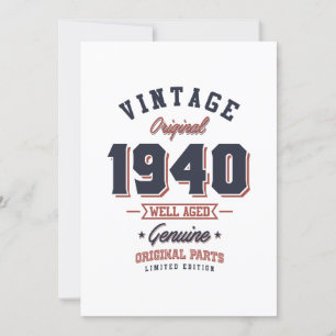 Invitation Vintage 1940 Né en 1940 Retro Anniversaire Cadeau