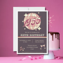 Vintage 1955 70e anniversaire rétro violet Invitat