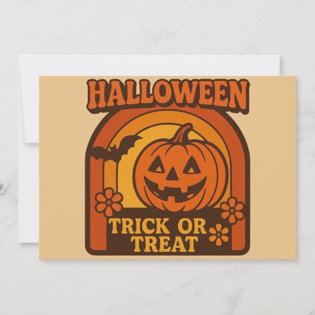 Invitation Vintage 1970 Trick or Treat Halloween (Devant)