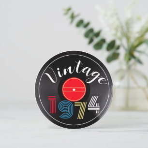 Invitation Vintage 1974 Retro Stripe Record 50e anniversaire