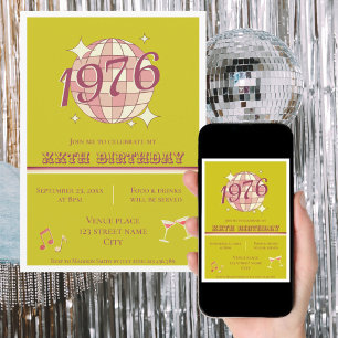 Invitation Vintage 1976 50e anniversaire rétro vert