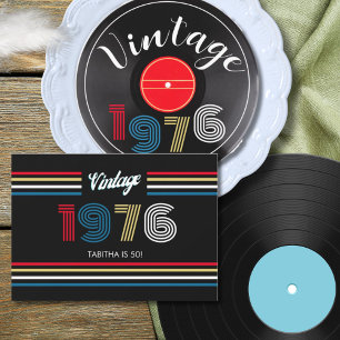 Invitation Vintage 1976 Retro Stripe Record 50e anniversaire