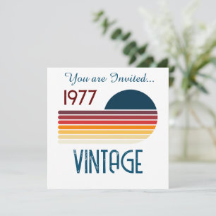 Invitation Vintage 1977 Retro Stripe Sun 50e anniversaire