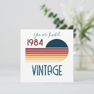 Invitation Vintage 1984 Retro Stripe Anniversaire