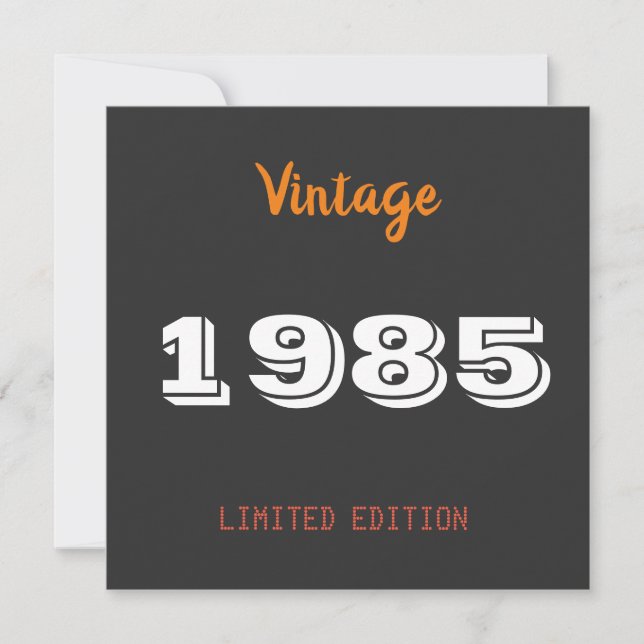Invitation Vintage 1985 édition limitée 40e cadeau d'annivers (Devant)