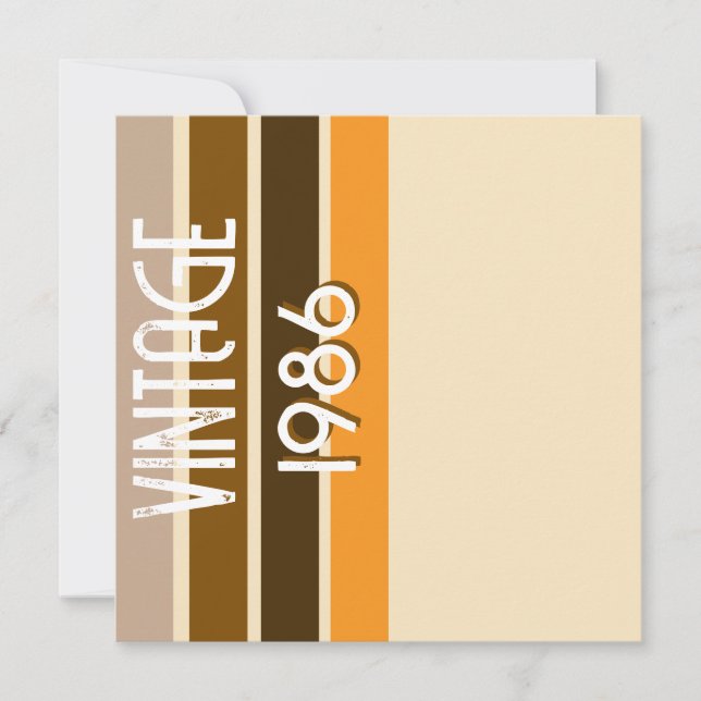 Invitation Vintage 1986 Rayures Rétro Marron Beige Vintage (Devant)