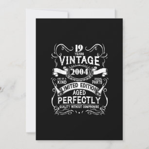 Invitation Vintage 2004 19e Anniversaire Cadeaux Fabriqués En