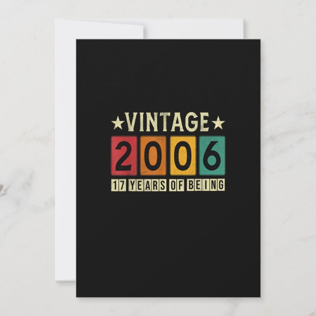 Invitation Vintage 2006 17ème Anniversaire Cadeaux Fabriqués  (Devant)