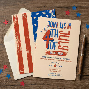 Invitation Vintage 4 juillet Barbecue patriotique Jour de l'I