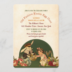 Invitation Vintage à la chasse aux oeufs de Pâques