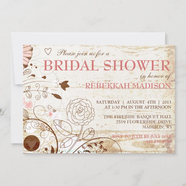 Invitation Vintage à la douche à la nuptiale (Devant)