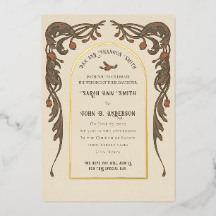 Invitation vintage à la grenade, Arche d'or