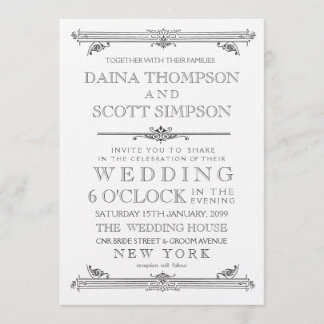 Invitation Vintage à un mariage pour la typographi