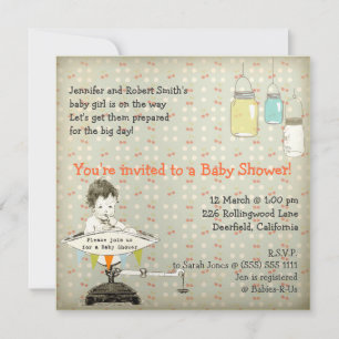 Invitation Vintage Adorable Mason Jars Baby Girl Show