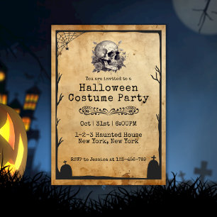 Invitation Vintage Adulte Élégant Halloween Costume Party