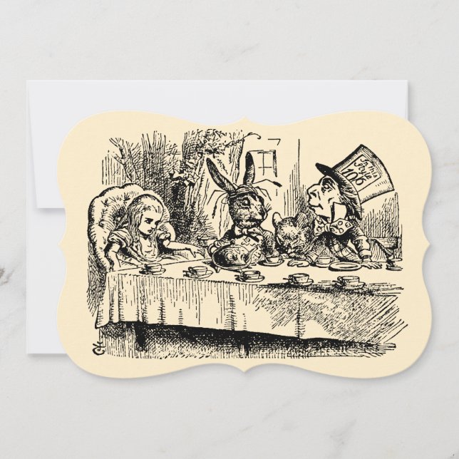 Invitation Vintage Alice au Baby shower Wonderland (Devant)