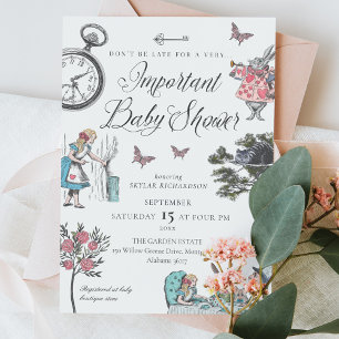 Invitation Vintage Alice Au Pays Des Merveilles Baby shower