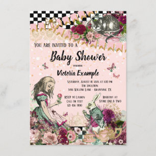 Invitation Vintage Alice au pays des merveilles Baby shower I