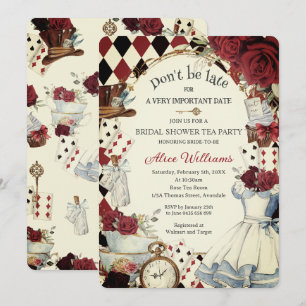 Invitation Vintage Alice au pays des merveilles Rose rouge Fê