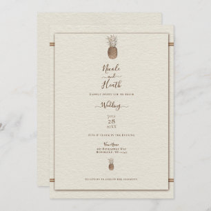 Invitation Vintage ananas minimal Élégant Mariage de crème