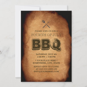Invitation Vintage Ancien Annuel 4 Juillet BBQ Fête Invitatio