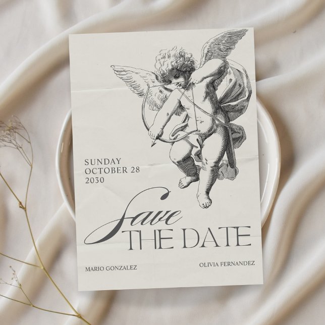Invitation Vintage ange cupide mariage (Créateur téléchargé)