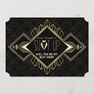 Invitation Vintage années 1920 Or Noir Art Déco Sois Mon Témo