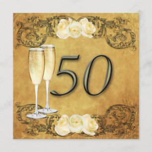 Invitation Vintage Anniversaire Doré