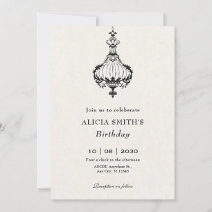 Invitation Vintage antique lustres victoriens anniversaire