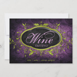 Invitation Vintage Antique Vin Fête Dégustation Lime Feuille