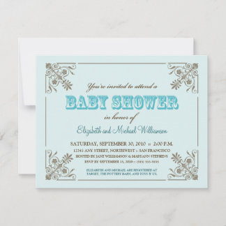 Invitation Vintage Aqua Blue Baby shower