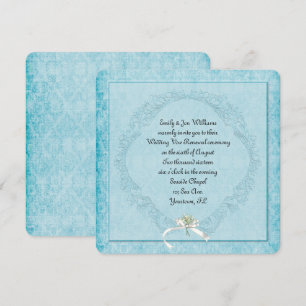 Invitation Vintage Aqua Damask