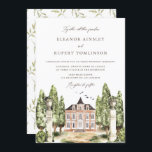 Invitation Vintage aquarelle Anglais Mariage du manoir<br><div class="desc">Famille Invitation et amis à votre mariage avec cette faire-part de mariage d'inspiration vintage. Il présente des illustrations d'aquarelle d'un manoir,  de verdure,  d'oiseaux,  d'aquarelle bleue avec un script élégant. Ce faire-part de mariage est parfait pour les mariages du printemps,  de l'automne et du jardin.</div>