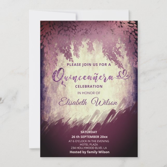 Invitation Vintage Aquarelle de la glycine d'automne (Devant)