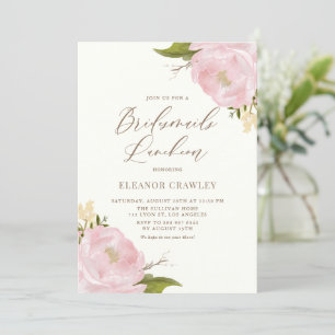 Invitation Vintage Aquarelle rose Peony Bridesmaitres Déjeune