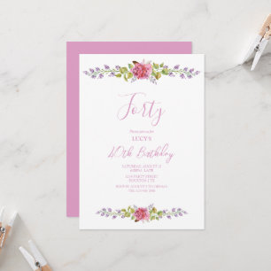 Invitation Vintage arrangement floral fête d'anniversaire