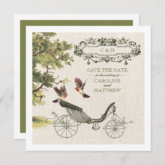 Invitation Vintage Art Burlap Texture Enregistrer le Mariage  (Devant / Derrière)