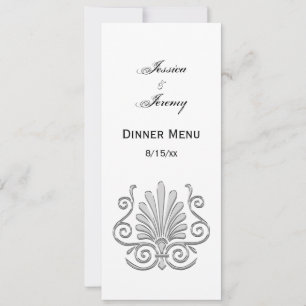 Invitation Vintage Art Déco Argent Plume Arabesque